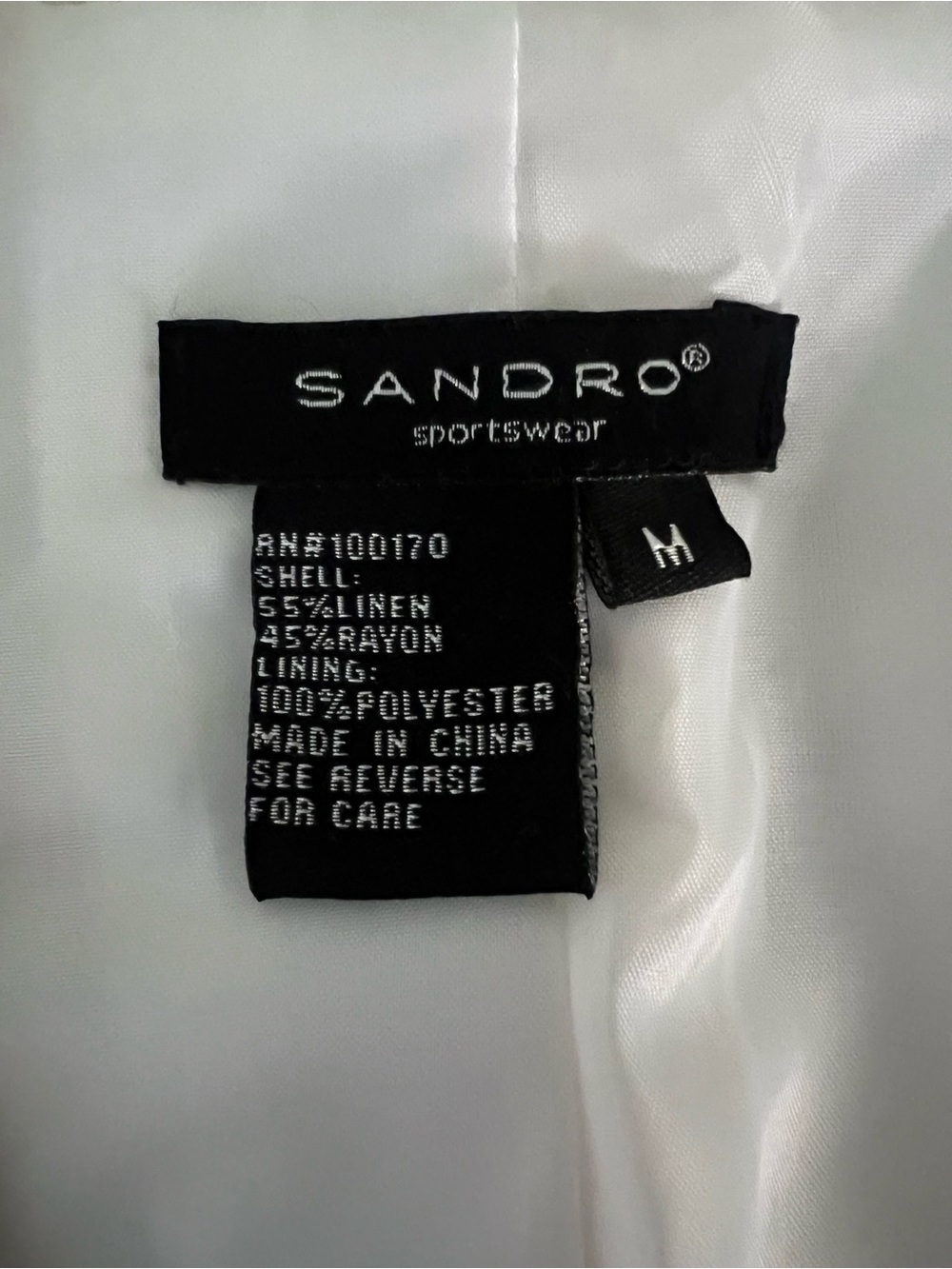 NWOT elegant Sandro Cream Satin Short-Sleeve Tailored Jacket size M - Picture 5 of 5